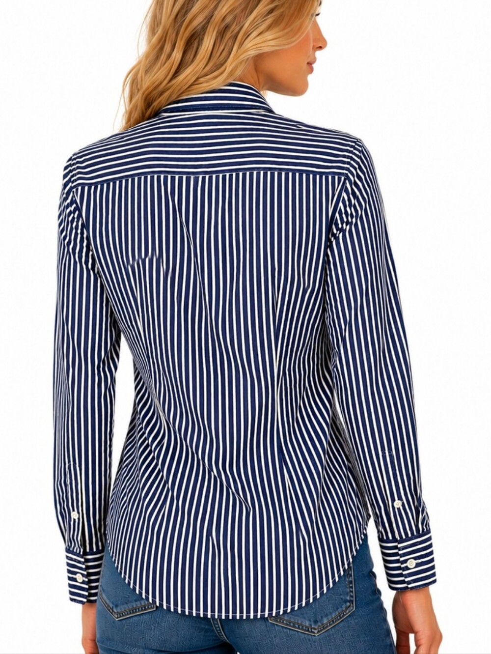 Ralph Lauren Crest Embroidered Striped Button Down Shirt Blue White Size 14 EUC - Picture 2 of 11